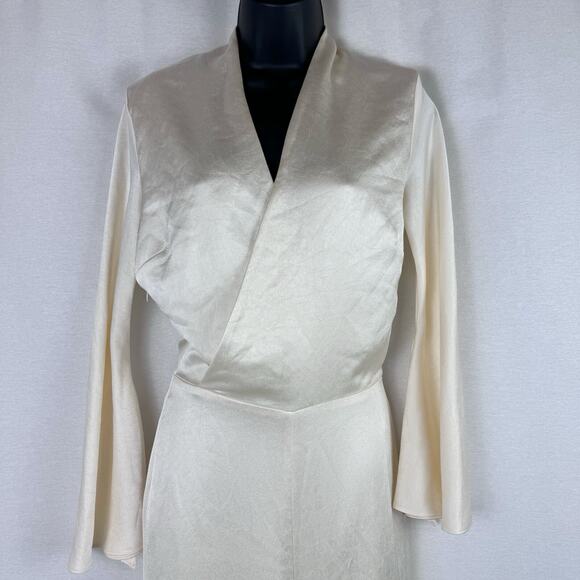 Alexis Raine Ivory Satin Wide Leg Jumpsuit XS Bridal Wedding Party Evening Wear - Picture 3 of 9